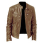 Men’s PU Leather Zip-Up Jacket – Stand Collar with Pockets - Avail Market