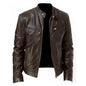 Men’s PU Leather Zip-Up Jacket – Stand Collar with Pockets - Avail Market