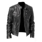 Men’s PU Leather Zip-Up Jacket – Stand Collar with Pockets - Avail Market