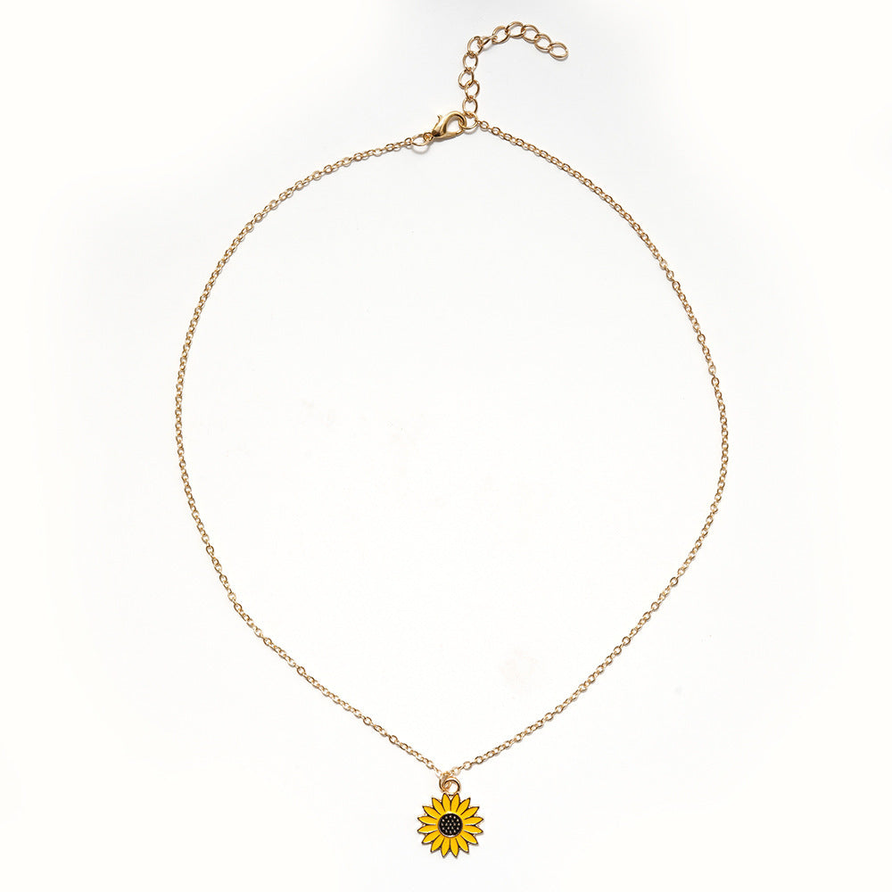 Sunflower Pendant Necklace – Alloy Drip Clavicle Chain Accessory - Avail Market