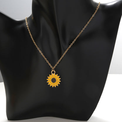 Sunflower Pendant Necklace – Alloy Drip Clavicle Chain Accessory - Avail Market