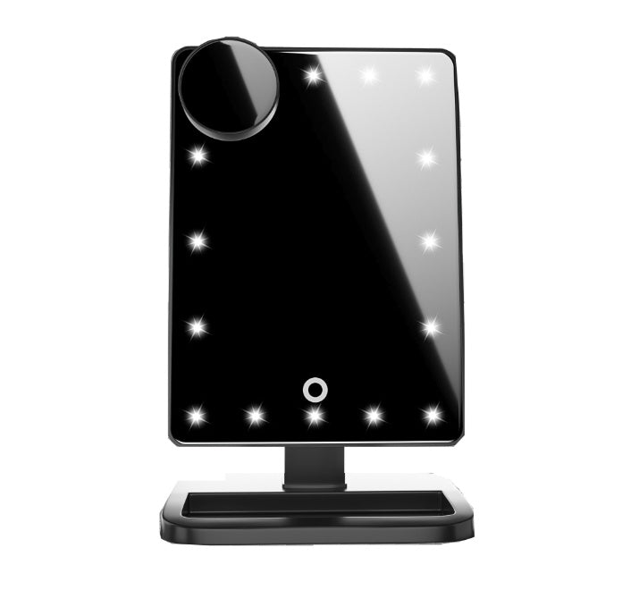 Touchscreen Makeup Mirror – 20 LED Lights, Bluetooth Speaker & 10X Magnification - Avail Market