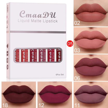 6 Boxes Of Matte Non-stick Cup Waterproof Lipstick Long Lasting Lip Gloss - Avail Market