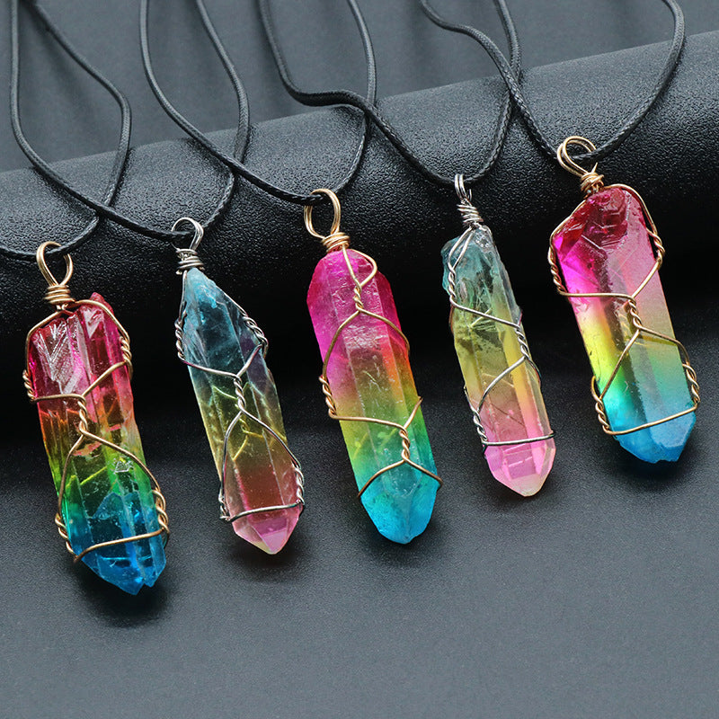 Hot Stone Crystal Tree of Life Pendant Necklace