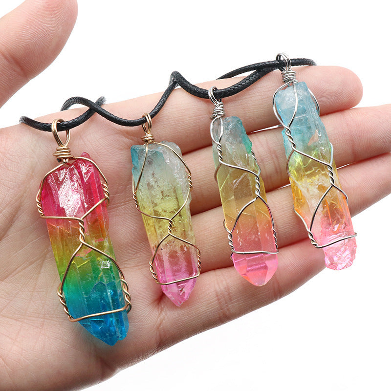 Hot Stone Crystal Tree of Life Pendant Necklace