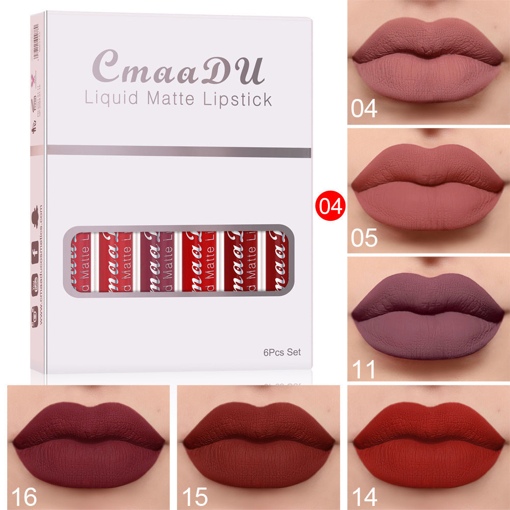6 Boxes Of Matte Non-stick Cup Waterproof Lipstick Long Lasting Lip Gloss - Avail Market