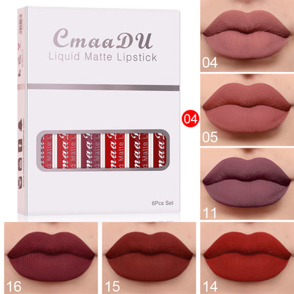 6 Boxes Of Matte Non-stick Cup Waterproof Lipstick Long Lasting Lip Gloss - Avail Market