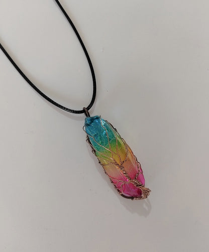 Hot Stone Crystal Tree of Life Pendant Necklace