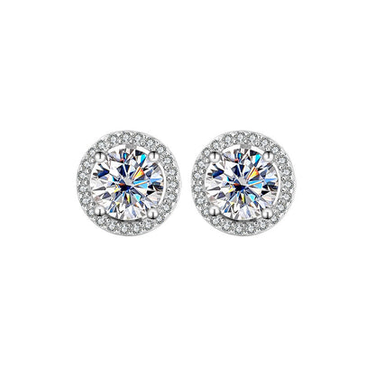 S925 Sterling Silver Moissanite Round Bag Three-piece Female Ring Necklace