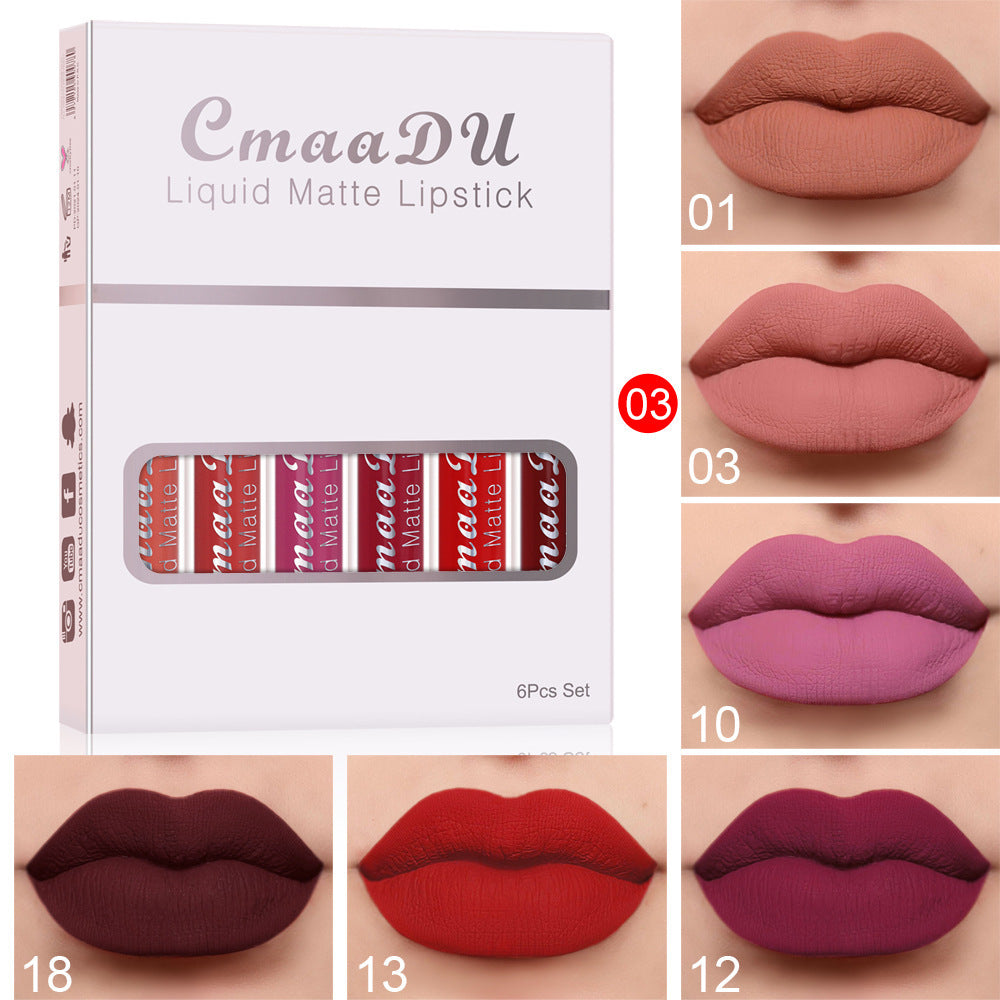 6 Boxes Of Matte Non-stick Cup Waterproof Lipstick Long Lasting Lip Gloss - Avail Market