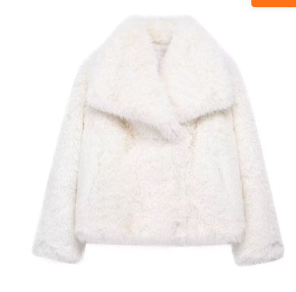 Winter Plush Coat – Warm Fluffy Lapel Jacket for Women - Avail Market