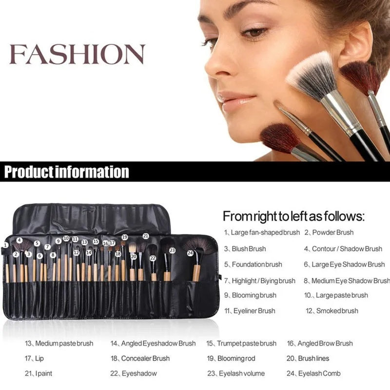 24-Piece Makeup Brush Set – Professional Brushes for Eyes, Face & Foundation - Avail Market