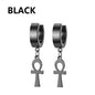 1 Pairs Punk Stainless Steel Stud Earrings Black Earrings Set For Men Women Vintage Hip Hop Piercing Ear Jewelry Accessories