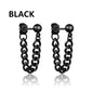 1 Pairs Punk Stainless Steel Stud Earrings Black Earrings Set For Men Women Vintage Hip Hop Piercing Ear Jewelry Accessories