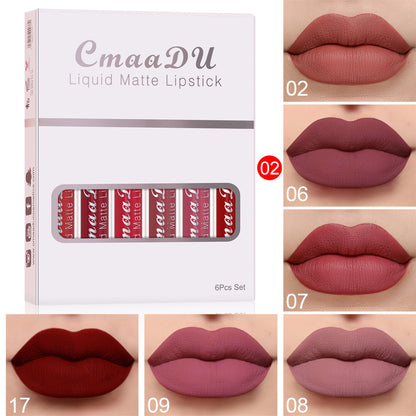6 Boxes Of Matte Non-stick Cup Waterproof Lipstick Long Lasting Lip Gloss - Avail Market