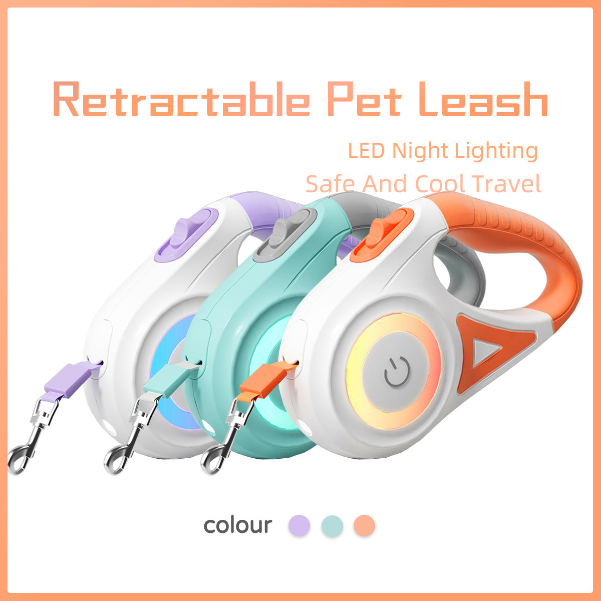 Retractable Dog Leash with Collar & Light – For Small & Medium Pets - Avail Market