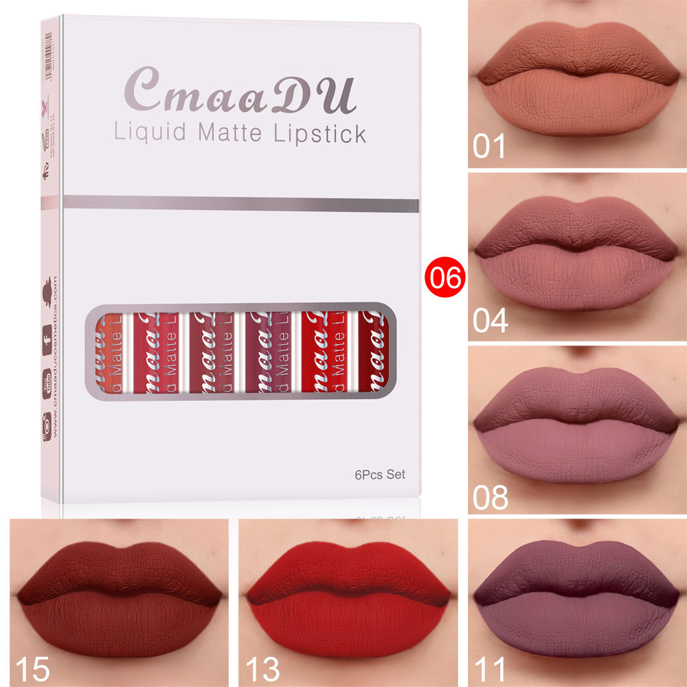 6 Boxes Of Matte Non-stick Cup Waterproof Lipstick Long Lasting Lip Gloss - Avail Market
