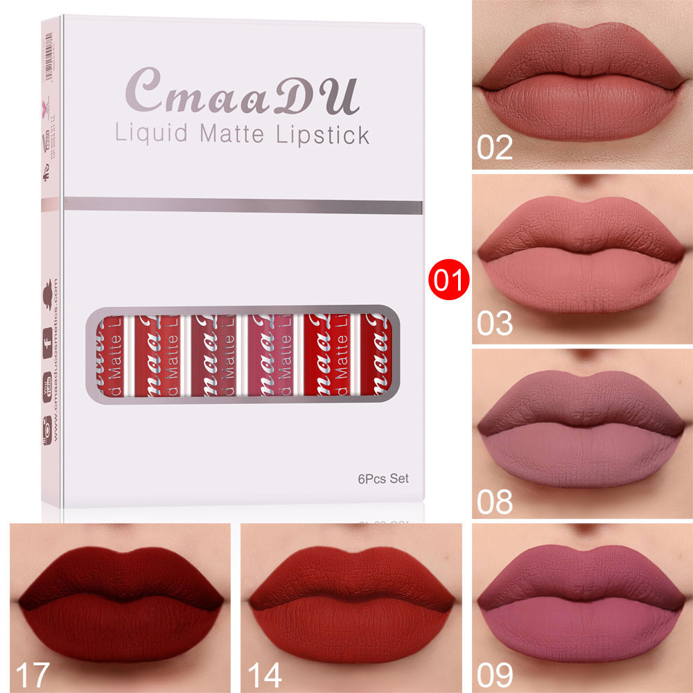 6 Boxes Of Matte Non-stick Cup Waterproof Lipstick Long Lasting Lip Gloss - Avail Market