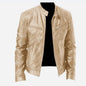 Men’s PU Leather Zip-Up Jacket – Stand Collar with Pockets - Avail Market