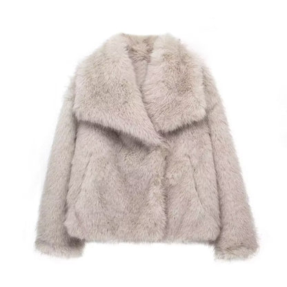 Winter Plush Coat – Warm Fluffy Lapel Jacket for Women - Avail Market